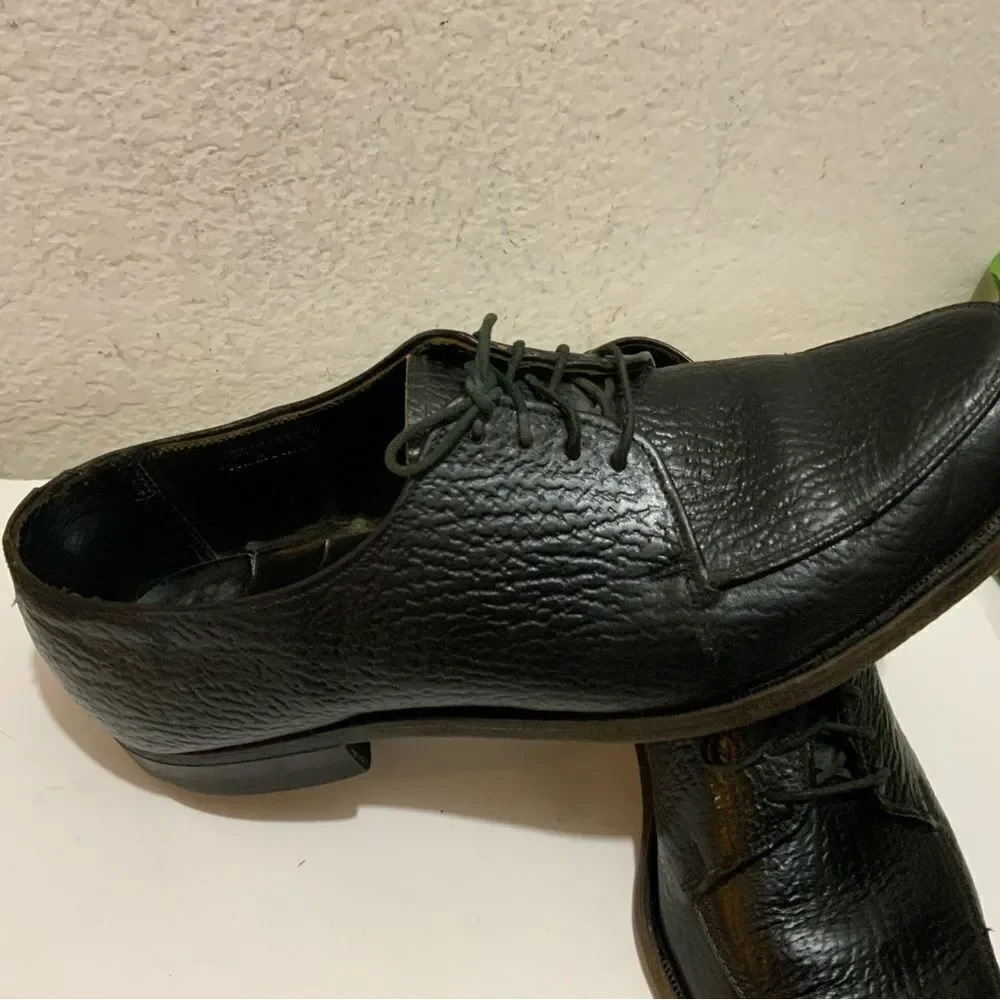 Shark Grain Cowhide Black Leather Dress Shoes Men’s 8.5 D